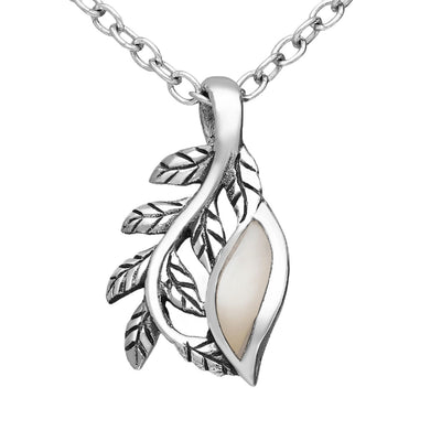Sterling Silver & Mother of Pearl Shell Silver Fern Pendant