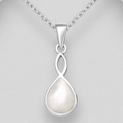 Sterling Silver Mother of Pearl Shell Twist Pendant