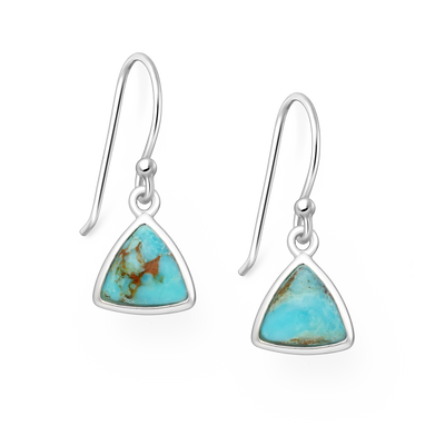 Sterling Silver Triangle Turquoise Dangly Earrings