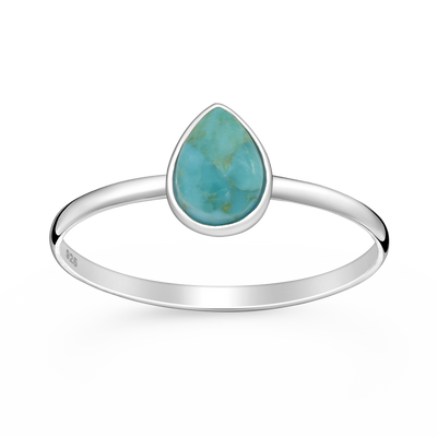 Sterling Silver Turquoise Tear Drop Ring