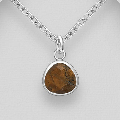 Faceted Tigers Eye Sterling Silver Pendant