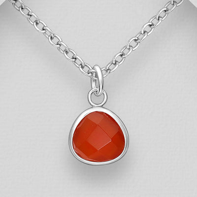 Faceted Carnelian Sterling Silver Pendant