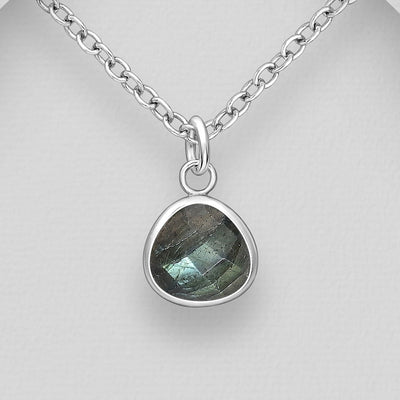 Faceted Labradorite Sterling Silver Pendant