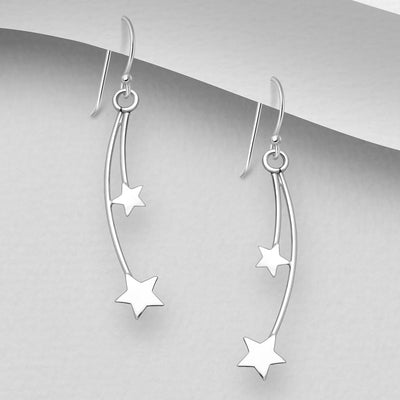 Sterling Silver Star Double Dangly Earrings