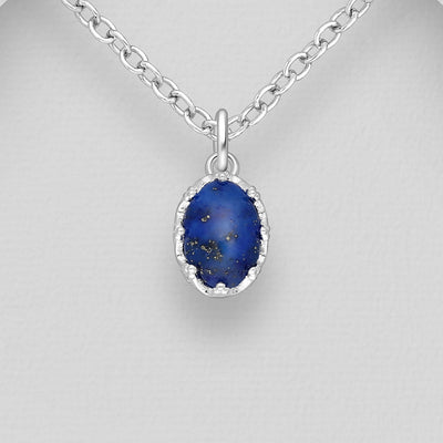 Sterling Silver Small Oval Lapis Lazuli Pendant