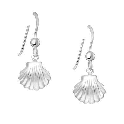 Sterling Silver Clam Shell Dangly Earrings