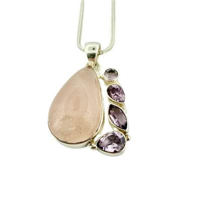 Sterling Silver Rose Quartz & Amethyst Pendant