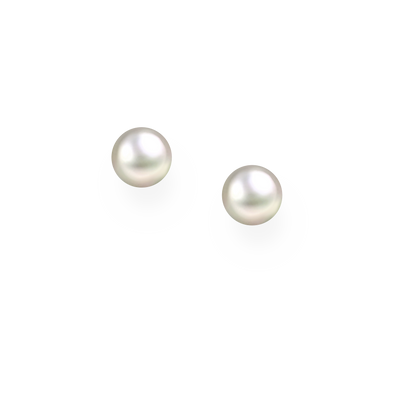 Sterling Silver AAA Grade White Freshwater Pearl Stud Earrings 7 mm