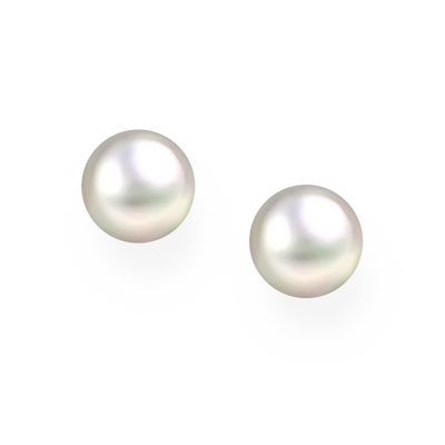 White Freshwater Pearl Stud Earrings - 9 mm