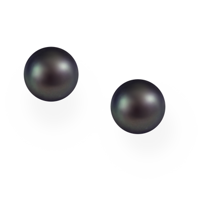 Black Freshwater Pearl Stud Earrings - 12 mm