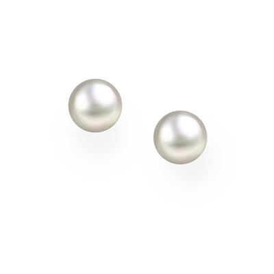 Sterling Silver AAA Grade White Freshwater Pearl Stud Earrings 10 mm