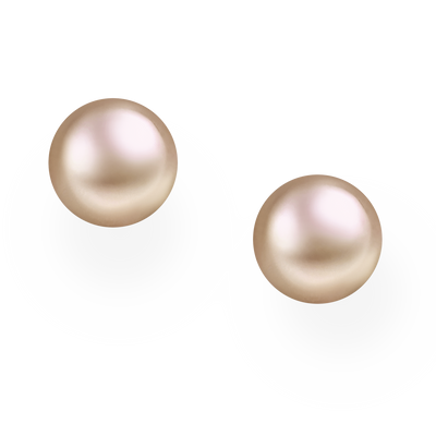 Peach Freshwater Pearl Stud Earrings - 12 mm