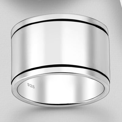Chunky Unisex Sterling Silver Spin Ring