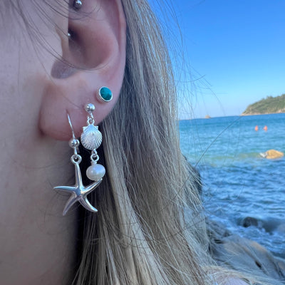 Sterling Silver Starfish Dangly Earrings