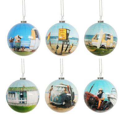 Box of Six NZ Summer Christmas Baubles