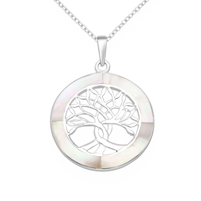 Tree of Life Mother of Pearl Shell Sterling Silver Pendant