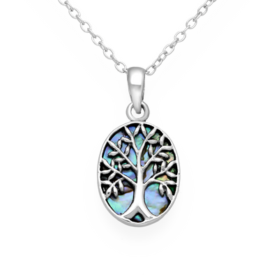 Sterling Silver Paua Shell Tree of Life Pendant