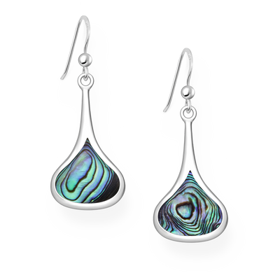 Sterling Silver Paua Shell Dangly Earrings
