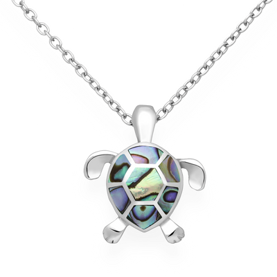 Sterling Silver & Paua Shell Turtle Pendant