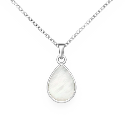 Sterling Silver Mother of Pearl Shell Drop Pendant
