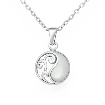 Sterling Silver & Mother of Pearl Shell Circle Pendant