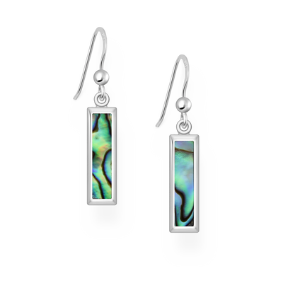 Sterling Silver & Paua Shell Rectangular Dangly Earrings