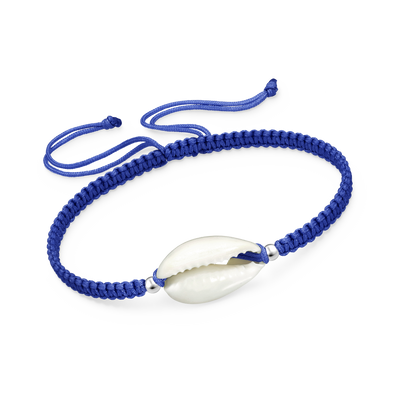 Adjustable Cowrie Shell Bracelet - Blue