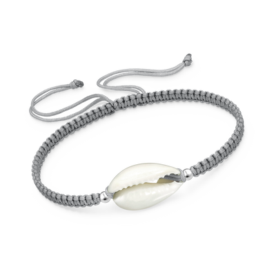 Adjustable Cowrie Shell Bracelet - Gray