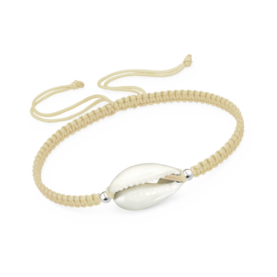 Adjustable Cowrie Shell Bracelet - Cream
