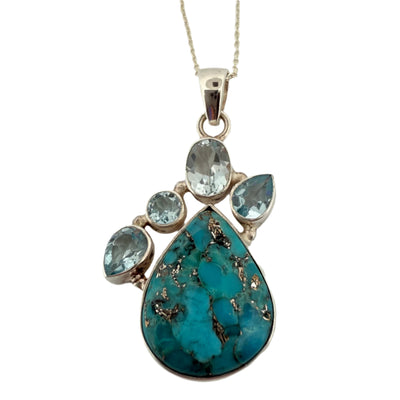 Sterling Silver Turquoise & Blue Topaz Pendant