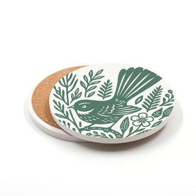 Woodcut Fantail Ceramic Coaster