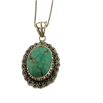 Oxidised Sterling Silver & Turquoise Pendant