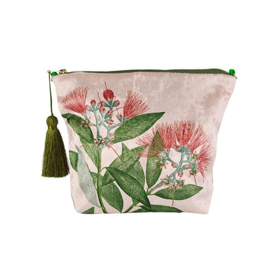 Vintage Botanical Pohutukawa Velvet Cosmetic Bag