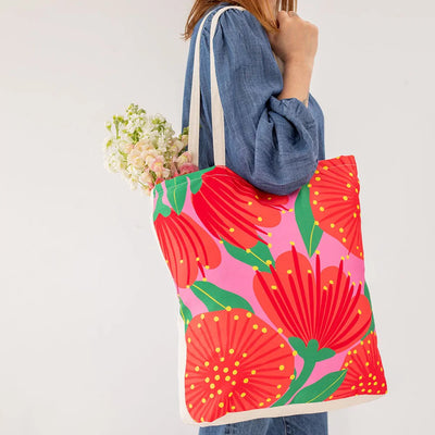 Bright Pink Pohutukawa Shopping Bag