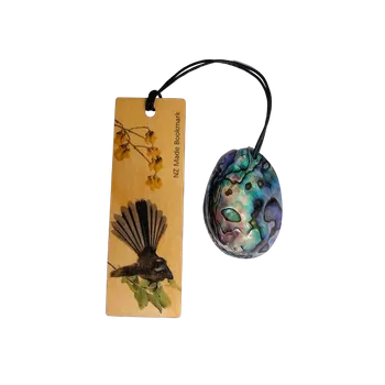 NZ Paua Shell & Piwakawaka Fantail Bird Bookmark