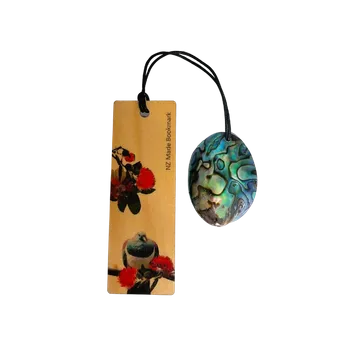 NZ Paua Shell & Kereru Bird Bookmark