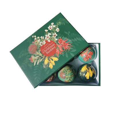Box of Six Flora Christmas Baubles