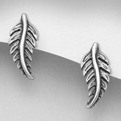 Sterling Silver Fern Stud Earrings