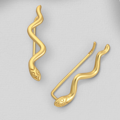 Snake Climber Earrings Plated with 1 Micron  of 18K Yellow Gold