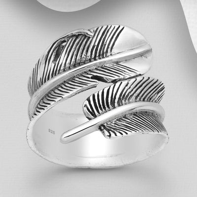 Sterling Silver Chunky Feather Ring