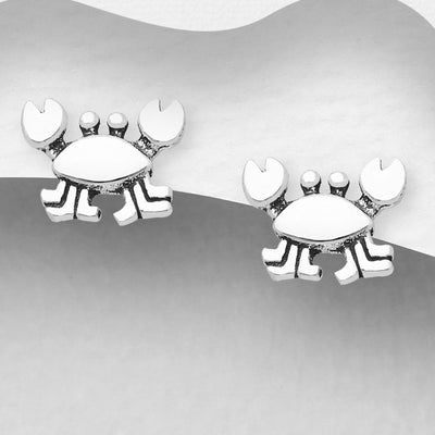 Sterling Silver Crab Stud Earrings