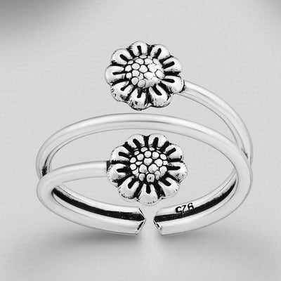 Sterling Silver Sunflower Toe Ring