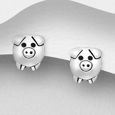 Sterling Silver Pig Studs