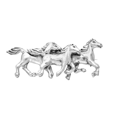 Sterling Silver Three Horses Brooch