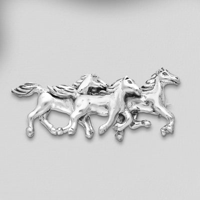 Sterling Silver Three Horses Brooch