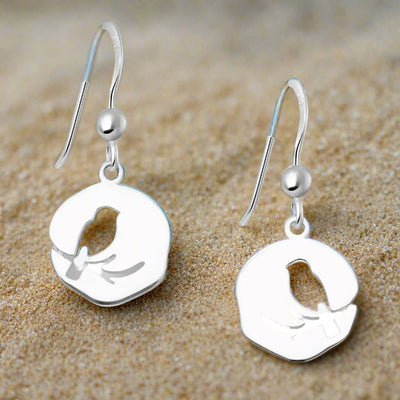 Sterling Silver Fantail Bird Dangly Earrings