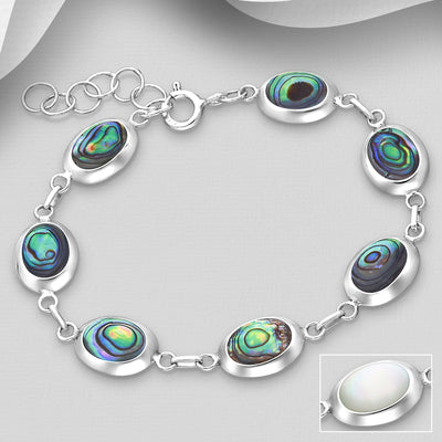 Sterling Silver Bracelet with Paua & Mother of Pearl Shell