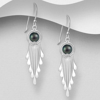 Sterling Silver & Freshwater Pearl Dangly Earrings
