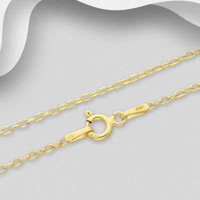 Sterling Silver Cable Chain, Plated with 0.25 Micron 18K Yellow Gold,