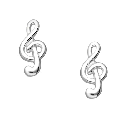 Treble Clef Musical Sterling Silver Studs